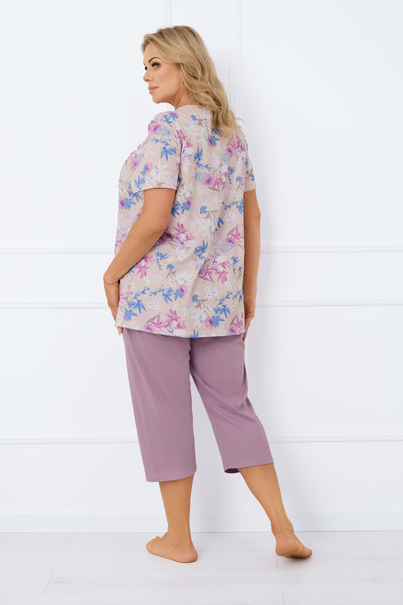 Inger Damen Schlafanzug kurzarm, 3/4 Hose Italian Fashion - print/heather 