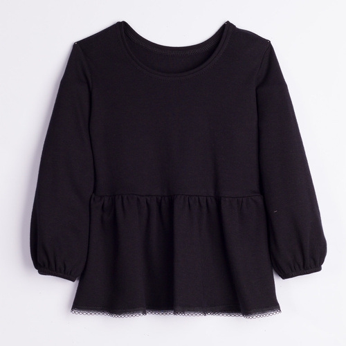 Mädchenbluse Nicol 163706 100% Baumwolle Schwarz mit Volant und Spitze