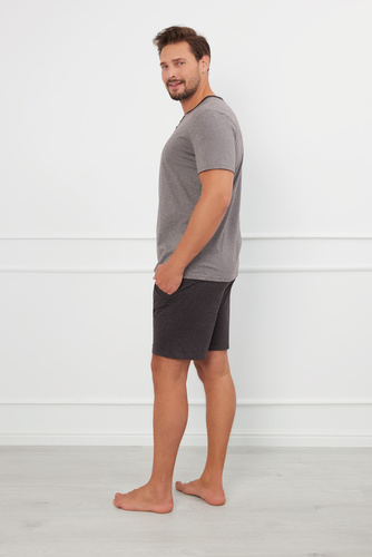 Julius Herren Kurzarm-Pyjama, Shorts Italienische Mode - ¶r.melange/c.melanż