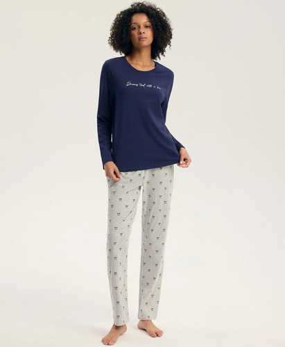 Henderson Gaela 45430 Damenlange Pyjama 100% Baumwolle mit Grafik