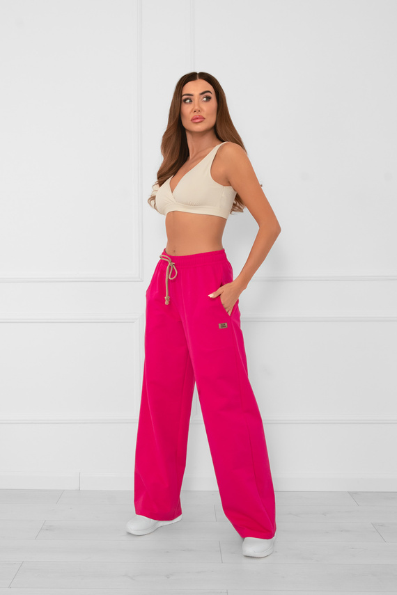 Lange Damenhose Caro fuchsia - elegante, stilvolle Hose in einer modischen Farbe
