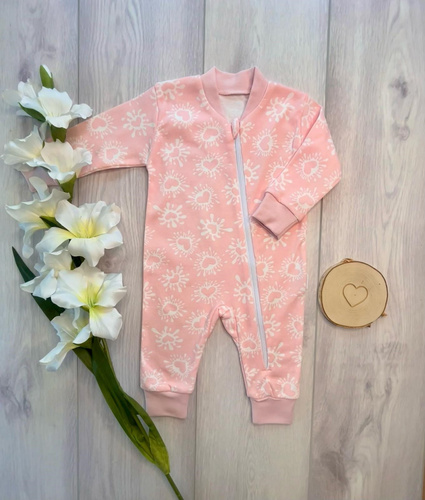 Mamatti PS16341 Babystrampler aus Baumwolle in Rosa mit Reißverschluss