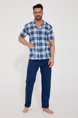 Herrenpyjama Cornette 318/60 aufknöpfbar 100% Baumwolle Komfort