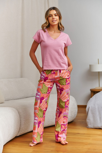 Damen Pyjama Doctor Nap 7429 100% Baumwolle bunter Print Hansen