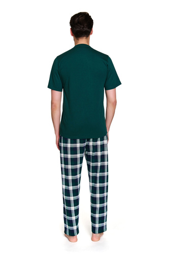 Doctor Nap 7368 – Herren-Baumwollpyjama mit V-Ausschnitt-T-Shirt | 100 % Baumwolle, polnische Produktion – Smaragd