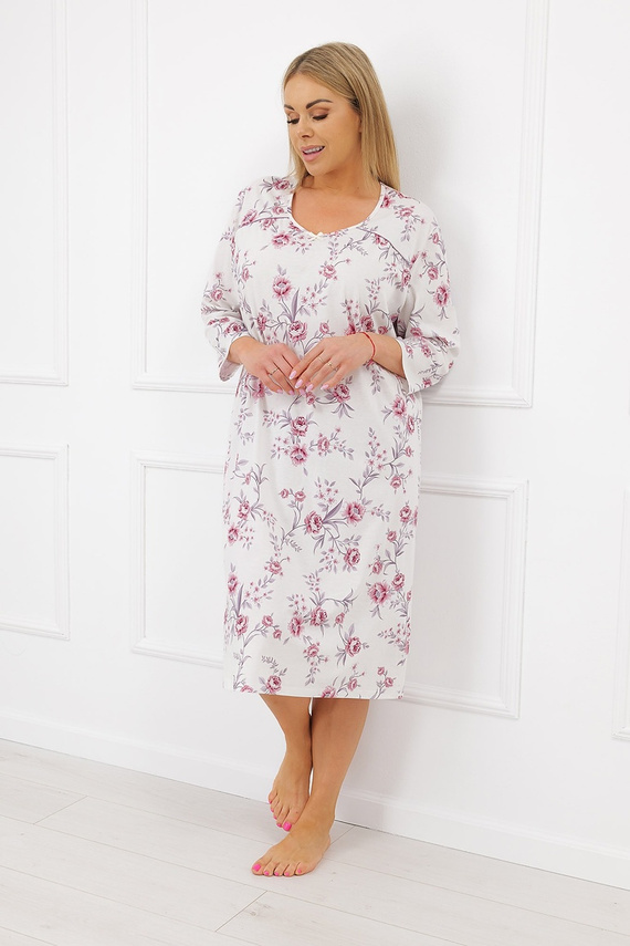 Nachthemd Italian Fashion Mariella 100% Baumwolle 3/4-Arm Blumenprint