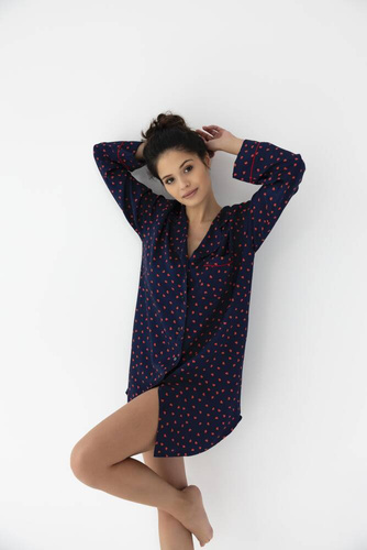 Sophia Sensis Nachthemd mit Knöpfen – Marineblau