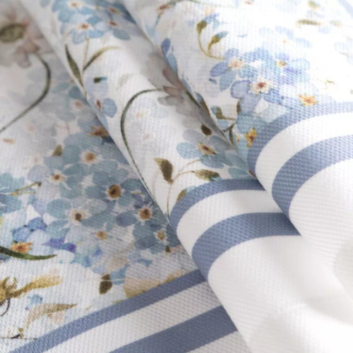 Tischdecke Summer 18 Eurofirany naturfarben mit Vergissmeinnicht 100% Polyester