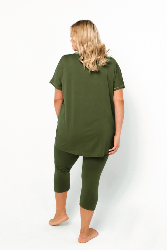 Natura Pyjamas Damen kurzarm, 3/4 Hose Italienische Mode - khaki 