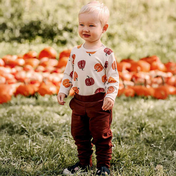 Halloween-Eevi-Baby-Body – Ecru, Kürbis, Baumwolle