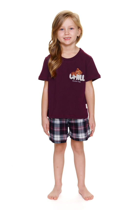 7202 „Chill“ Unisex Doctor Nap Kinderpyjama – Burgunderrot
