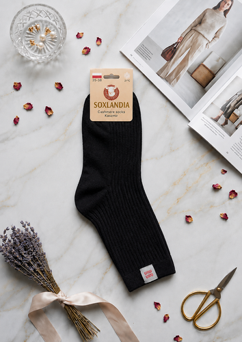 Damen Socken WIK Soxlandia 3044 wz.11 Kaschmir 95% Warme Winter - Schwarz