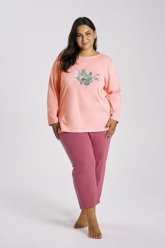 Patricia 3471 TARO Damenpyjama – Baumwolle, 7/8-Ärmel, Aprikose und bequem