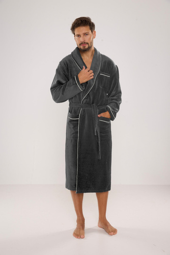 735 Manuele Herren Bademantel De Lafense - graphit