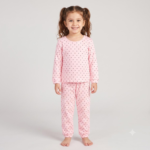 Mädchenpyjama Nicol Tosia 225038 aus Baumwolle, lang, rosa mit Herzchen