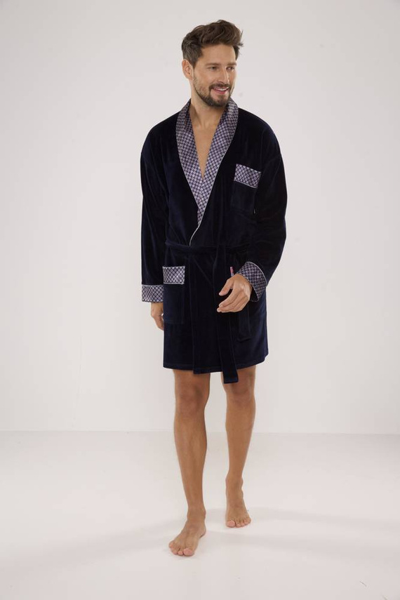 772 Bonjour Herren-Forex-Bademantel - navy blau