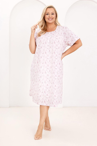 Damen Nachthemd 018 Regina – 100% Baumwolle, Knopfleiste, Leichter Schnitt für Erholsamen Schlaf