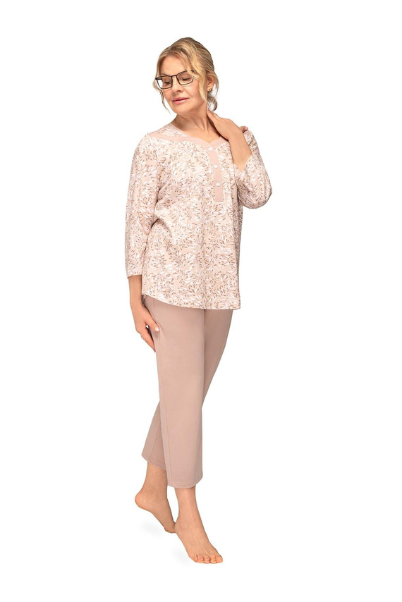 Baumwoll Pyjama Lucyna II 271 Martel Blätter 3/4 Arm 7/8