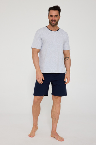 Cornette 338/53 Herren Pyjama grau Baumwolle kurzarm bequem