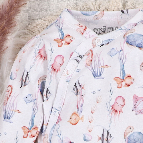 ABN-5471 Underwater World Nini Langarm-Body mit Umschlag – Bio-Baumwolle, für Babys