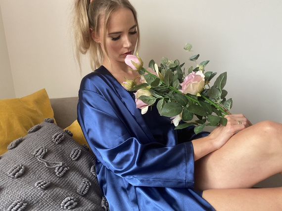 797 Klassischer Damenbademantel Forex - navy blau