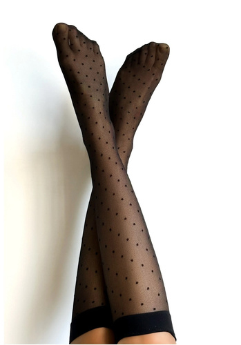 Kniestrümpfe Puntini Veneziana Nero – zart, mit nicht drückendem Bündchen | Komfort und Eleganz