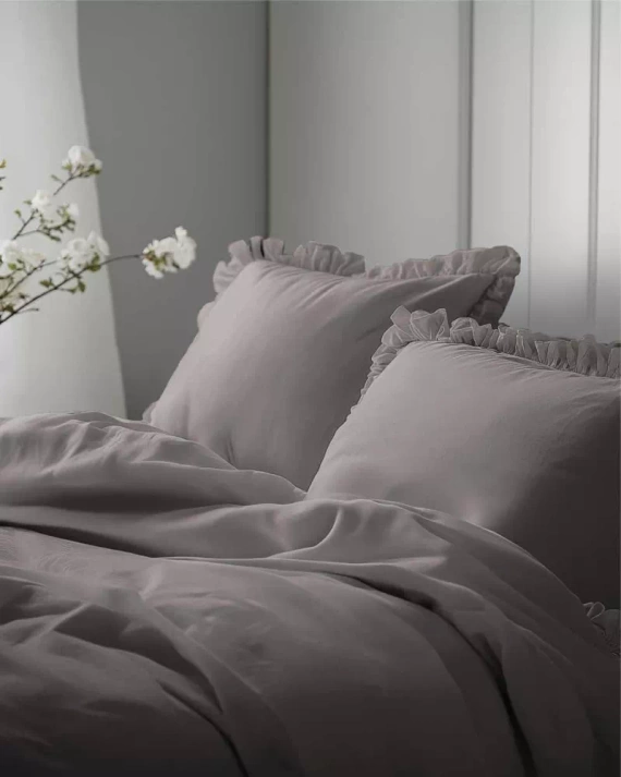 Pure 23 Einfarbige Baumwollbettwäsche Detexpol dunkelgrau