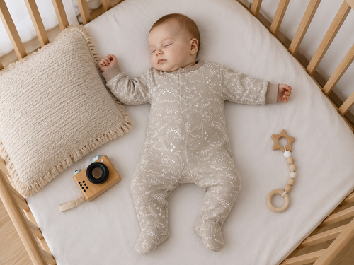 Mamatti PA16540 Baby-Strampler aus Baumwolle mit Dinosaurier-Motiv, langärmlig