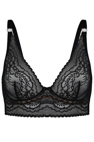 19236 Feel Milano Bralette Long Black – Spitzen-BH mit verlängertem Träger