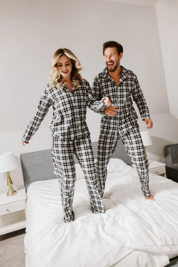 Damenpyjama Klara - 100% Baumwolle, lange Ärmel und Hose Italian Fashion  