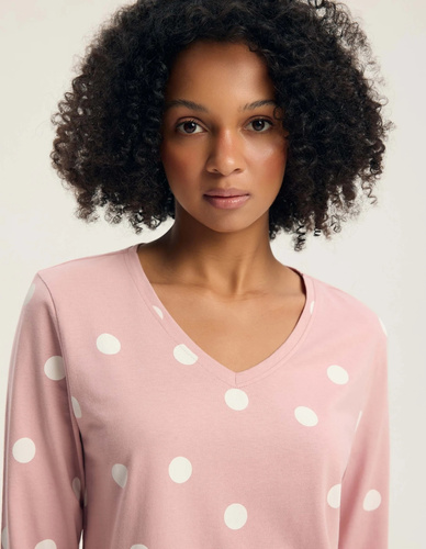 Henderson Gitte 45425 Damen Schlafanzug Lang 100% Baumwolle V-Ausschnitt dusty rose
