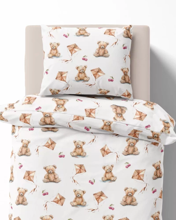 5453 A Teddybär Kinder-Baumwollbettwäsche Detexpol beige