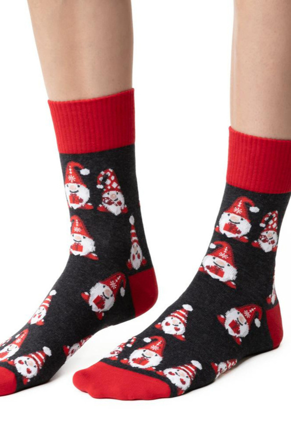 ART.136 Steven Damen-Weihnachtssocken, Graphitmelange 149 – Baumwolle, warm, Wintermuster