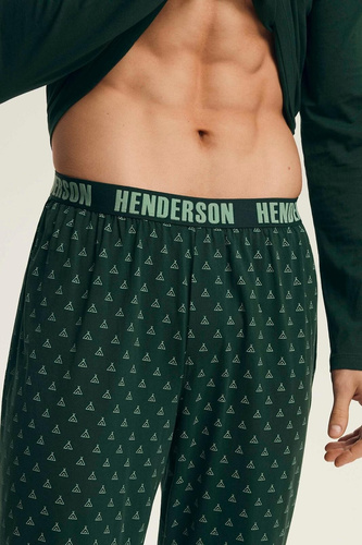 Henderson Core 43478 Lush Herren-Pyjama grün – Baumwolle, lange Ärmel, elegante Verpackung
