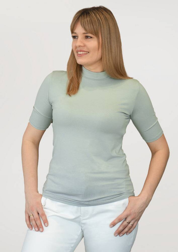 Layla Babell Kurzarm-Rollkragenbluse – Minze