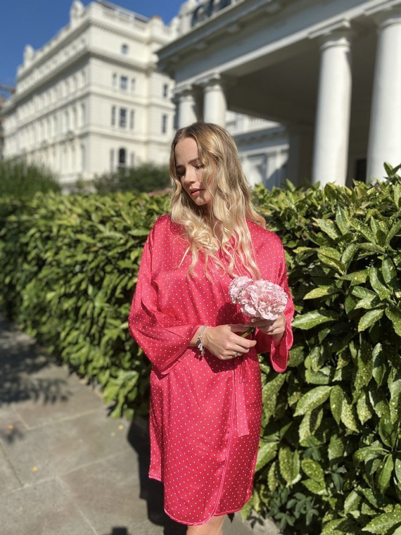 370 Laurine Forex Damen Morgenmantel - Himbeere