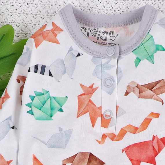 ABN-5387 Lustiger Origami-Strampler ohne Füße, Nini-Aufdruck