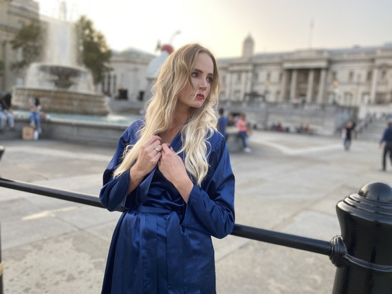 797 Klassischer Damenbademantel Forex - navy blau