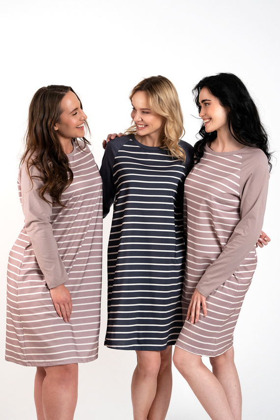 Oda Nachthemd Italian Fashion - Cappuccino Druck