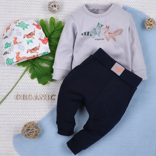 ABN-5384 Lustiger Origami-Body aus Bio-Baumwolle, Nini-Grau