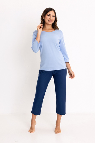 Regina 744 3/4 Damen Pyjama 100% Baumwolle 7/8 Hose