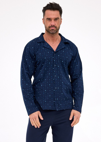 114/80 Cornette Herrenpyjama | Reißverschluss, 100 % Baumwolle, Kragen und Taschen