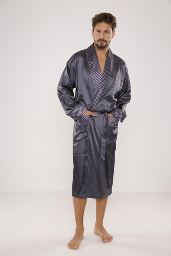 940 Forex Herren-Bademantel aus Satin - grau