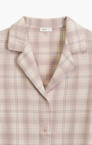 NLP-505 Damen-Pyjama Atlantic Lavender – Flanell, Reißverschluss, kariert, Baumwolle