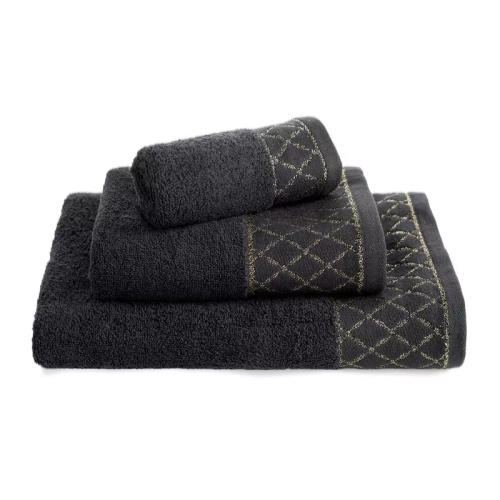 Eurofirany Handtücher Set 3 tlg weich saugstark elegante Handtücher Layla black