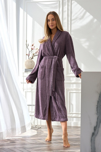 L&L Celeste 2558 Damenbademantel Amethyst – langer, warmer, eleganter Schnitt