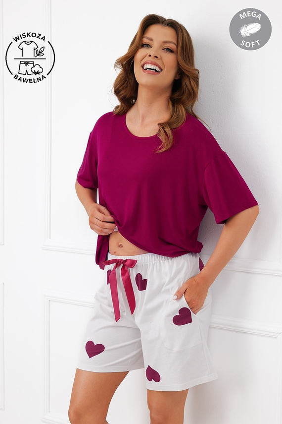 Italian Fashion Kioga Damenpyjama Viskose Mega Soft Shorts mit Herzen