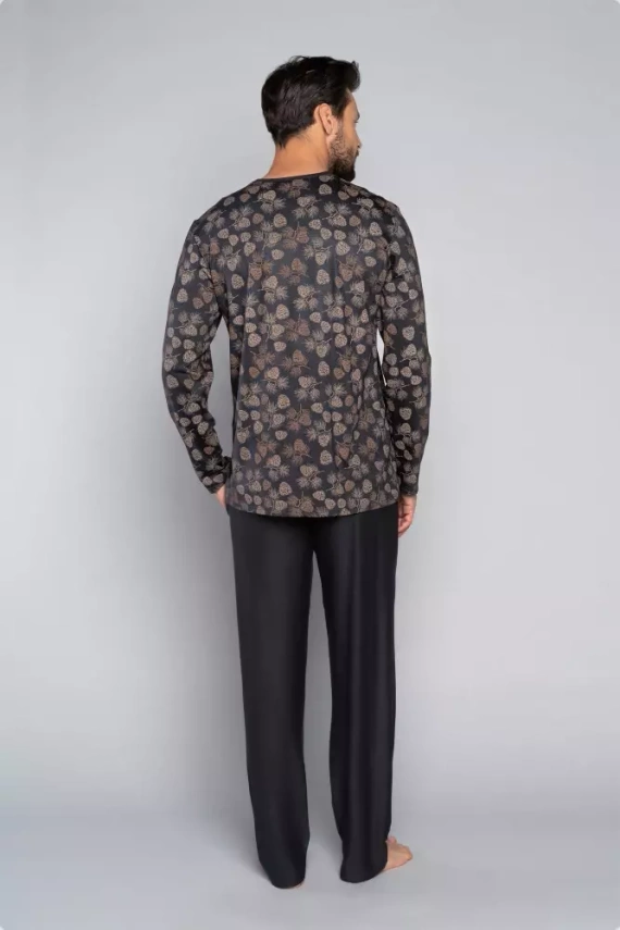 Pinus Herren Schlafanzug mit langen Ärmeln, lange Hose Italian Fashion- print/graphite