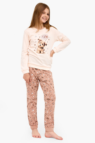 592/193 Sweet Dog Cornette  – dziewczęca piżama ecru, 100% bawełna, piesek