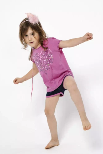 Ontega Mädchen Schlafanzug Italian Fashion - amaranth/ dunkelblau